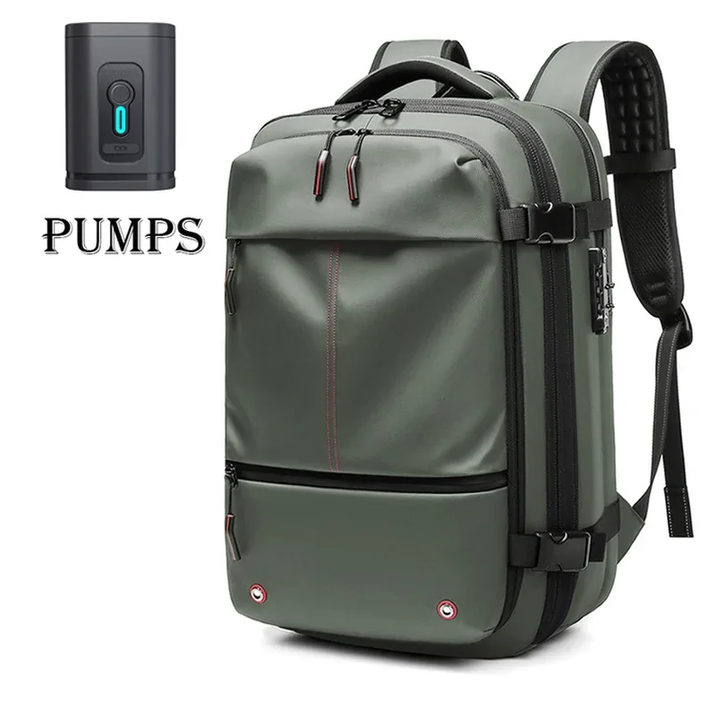 sac à dos de voyage pour hommes, sac à dos à compression sous vide pour ordinateur portable 17 pouces, sac à dos d'affaires de grande capacité, sac à dos de camping extensible, sac à dos de randonnée