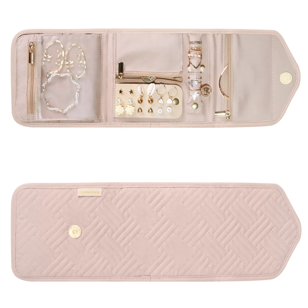 bagsmart-rouleau de bijoux pliable pour femme, valise de voyage, bagues, colliers, boucles d'oreilles, bracelets, 150.-