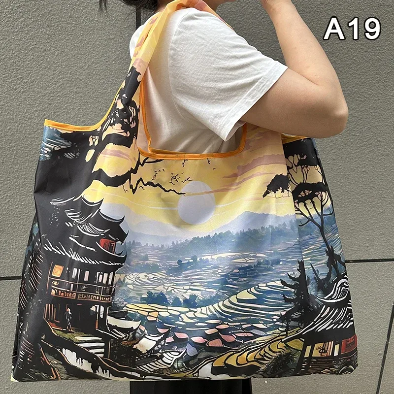 sac de courses pliable, nouvelle mode, sac de rangement d'épicerie réutilisable, sac à main à bandoulière portable en nylon, fourre-tout de voyage