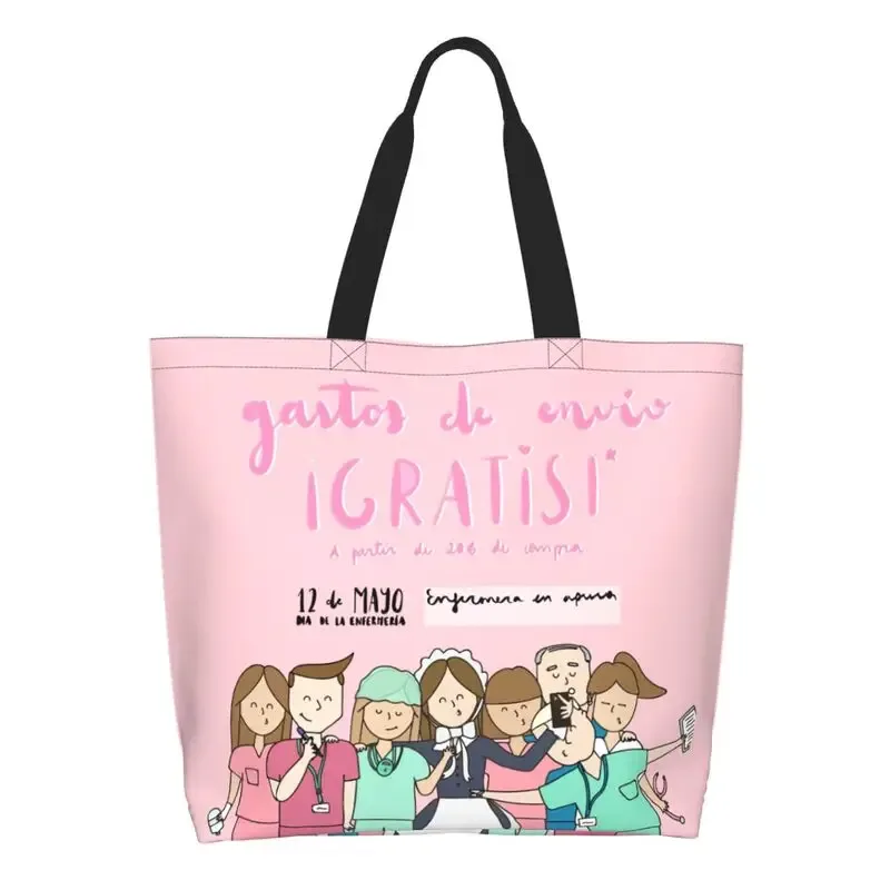 dessin animé médecin infirmière enfermera en apuros sacs d'épicerie grande capacité esthétique merch pour femme rue sac à bandoulière
