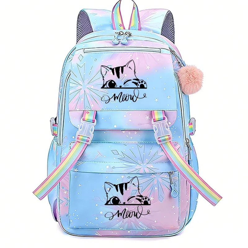 sac à dos scolaire rose pour filles, adolescents, femmes et enfants, motif chat anime, pour l'école primaire et secondaire