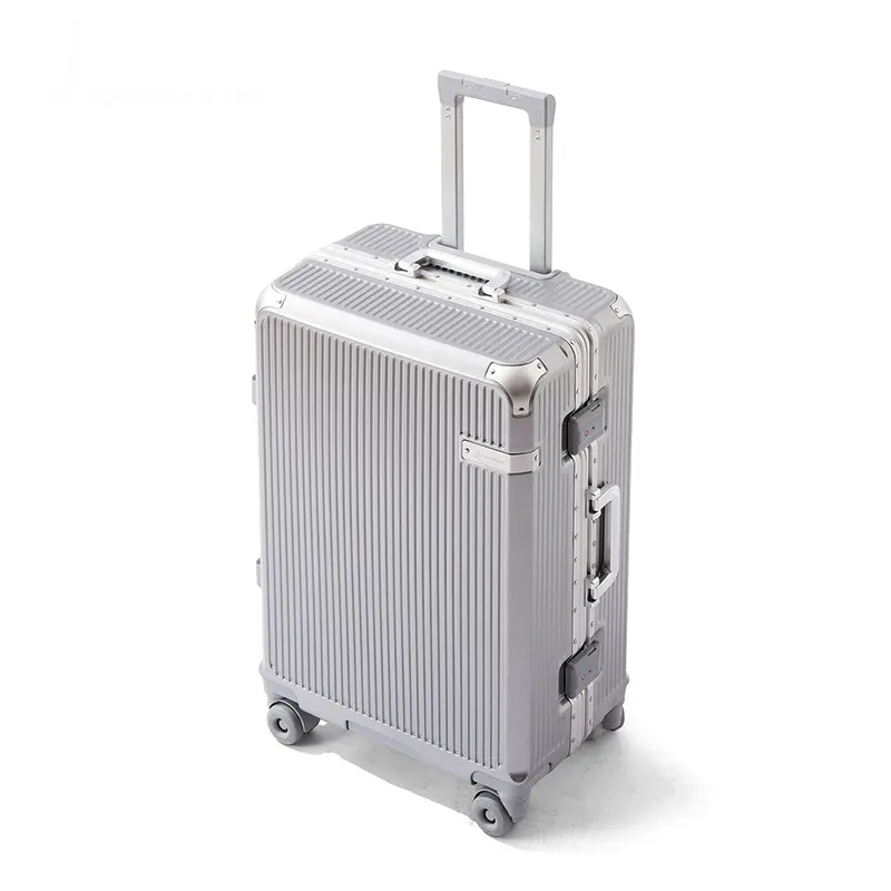 valise à cadre en aluminium avec serrure à combinaison, unisexe, portable, 20 pouces, bagage à main pour étudiant, 28 pouces, avec roues silencieuses