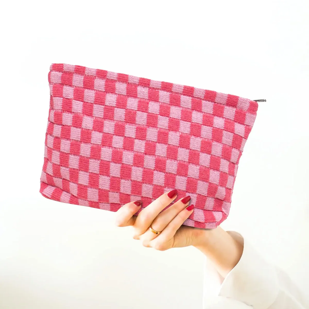 trousse de maquillage à carreaux 3 pièces, trousse de toilette de voyage, sac de pinceaux de maquillage mignon, sacs à cosmétiques pour femmes, sacs de maquillage à fermeture éclair pour sac à main