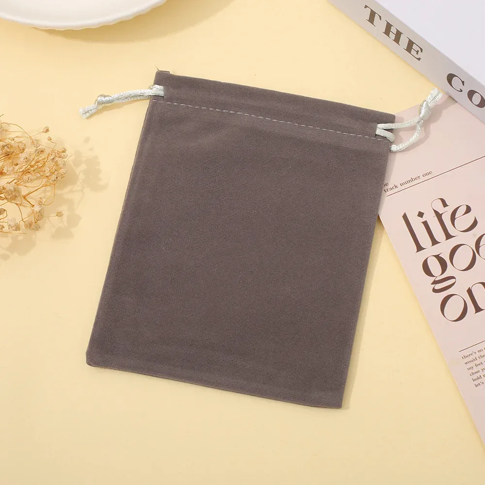 lot de 10 pochettes à cordon en flanelle avec impression de logo personnalisé, sac de rangement pour bijoux en velours doux coréen, petit sac à cordon portable