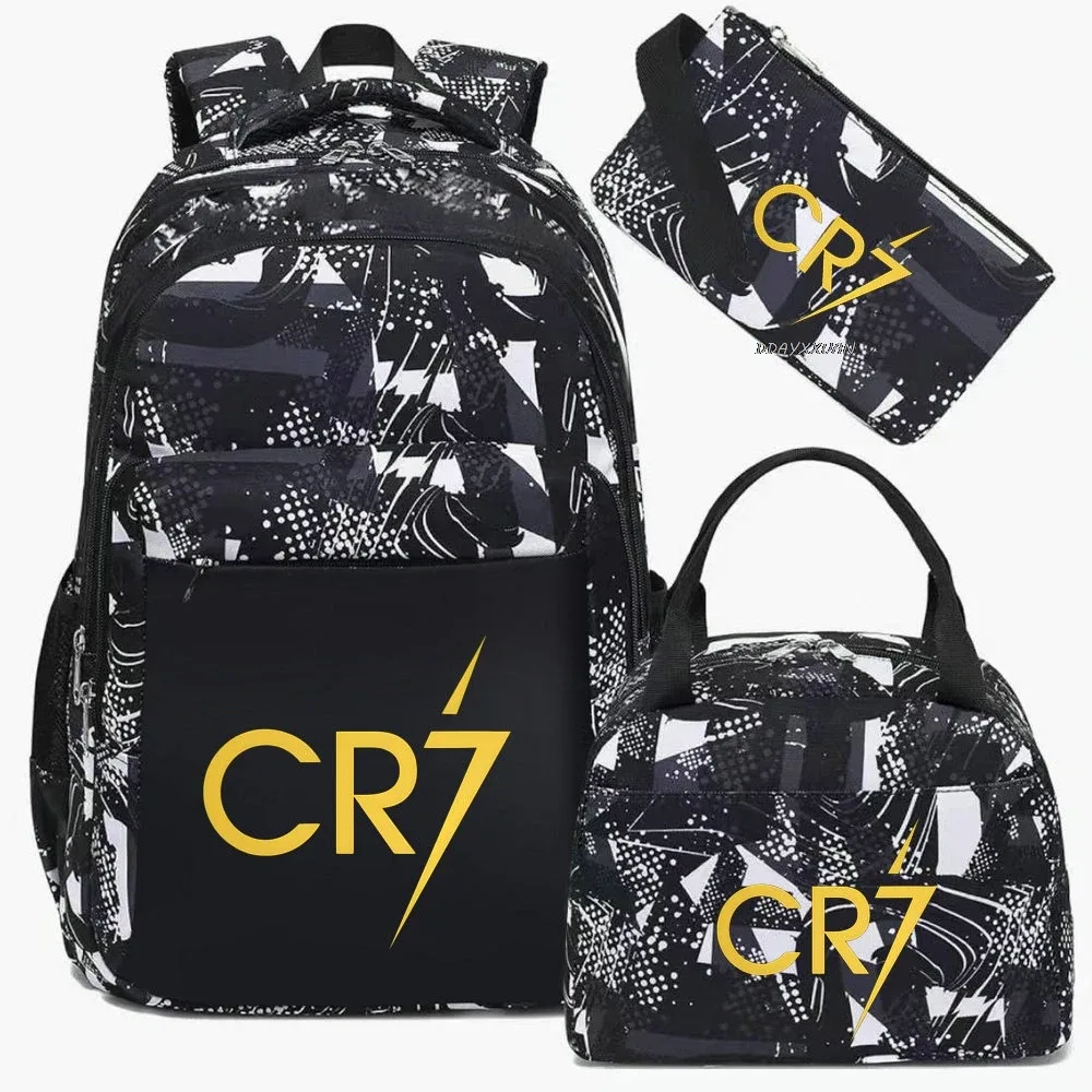 3 pièces/ensemble cr7 adolescent étudiant garçons fille enfants école livre sacs femmes hommes sac à dos adolescents cartable étudiants ordinateur portable voyage sacs à dos