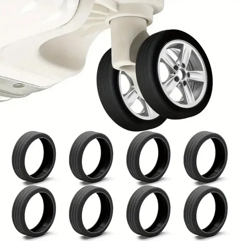 4/8 pièces protège-roues en caoutchouc pour valise, housse de protection pour roulettes de trolley, accessoire de protection silencieuse pour roues de bagages