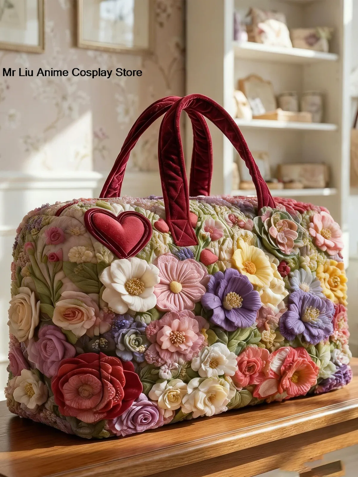 sacs de voyage matelassés, sacs de sport, cadeaux personnalisés, sac à main personnalisé, sac fourre-tout, sac de voyage matelassé romantique à fleurs 3d