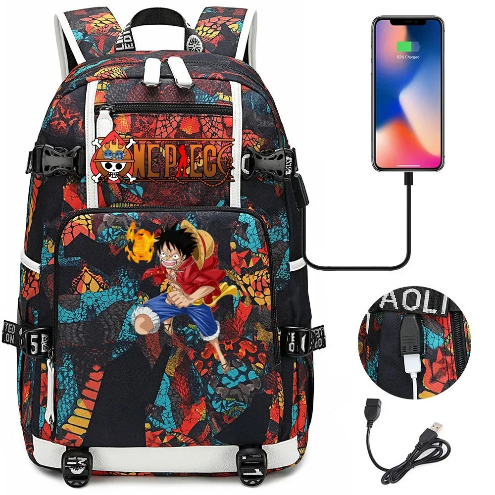 Sac à dos camouflage ONE PIECE, sac à dos pour ordinateur portable, Anime Monkey D Luffy, sacs d'école pour adolescents, pour garçons et filles, capacité sportive, décontracté, randonnée, Mochila