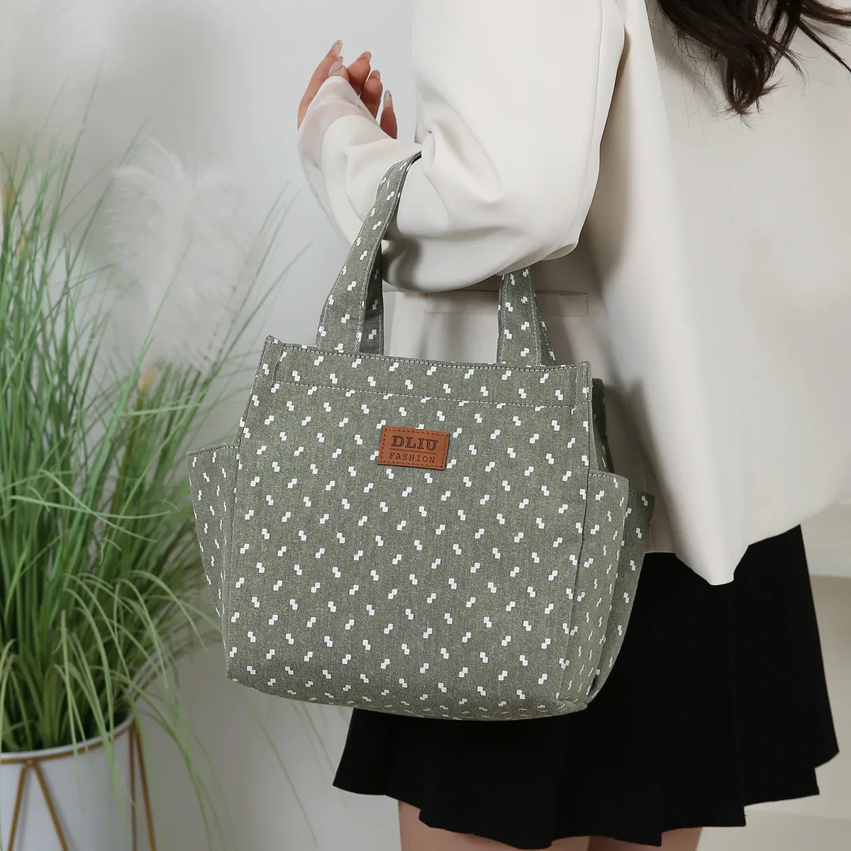 sac fourre-tout en tissu, sac de rangement pour boîte à lunch, sac à lunch, sac polyvalent pour les trajets de travail, adapté pour les sorties shopping et l'utilisation quotidienne.