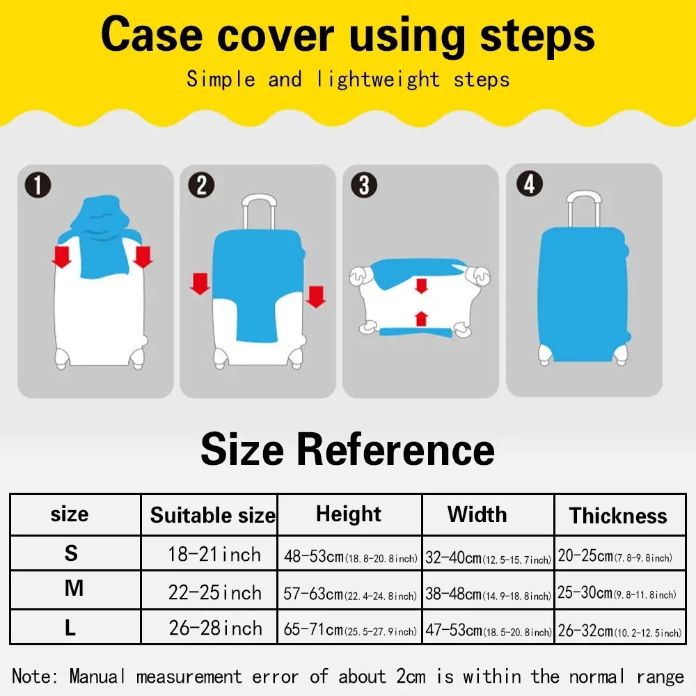 housse de protection pour bagages, étui anti-poussière élastique épais pour valises de voyage de 18 à 28 pouces, accessoires de voyage imprimés de dessins animés