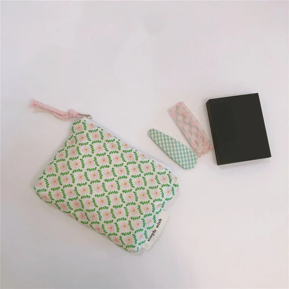 petit sac de maquillage cosmétique, mini sacs de rangement floraux en coton pour femmes, étui de maquillage pour rouge à lèvres, petit porte-monnaie pour enfants, pochette pour pièces de monnaie