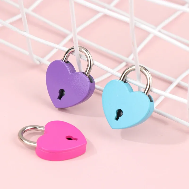 1 ensemble de cadenas en forme de cœur, serrures de matériel pour bagages avec serrure à clé pour voyage, boîte à bijoux de mariage, journal intime, valise, cadeau de noël