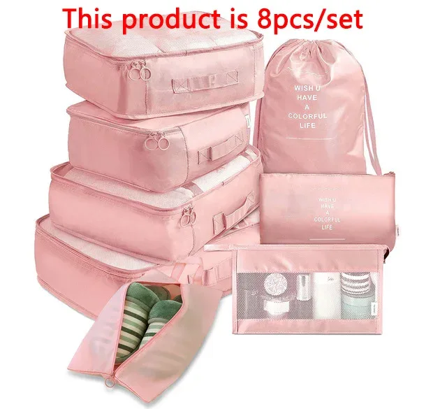 sacs de voyage en poudre pour soutien-gorge et chaussures, ensemble d'emballage de valise, étuis de rangement, 6/8/9 pièces/ensemble