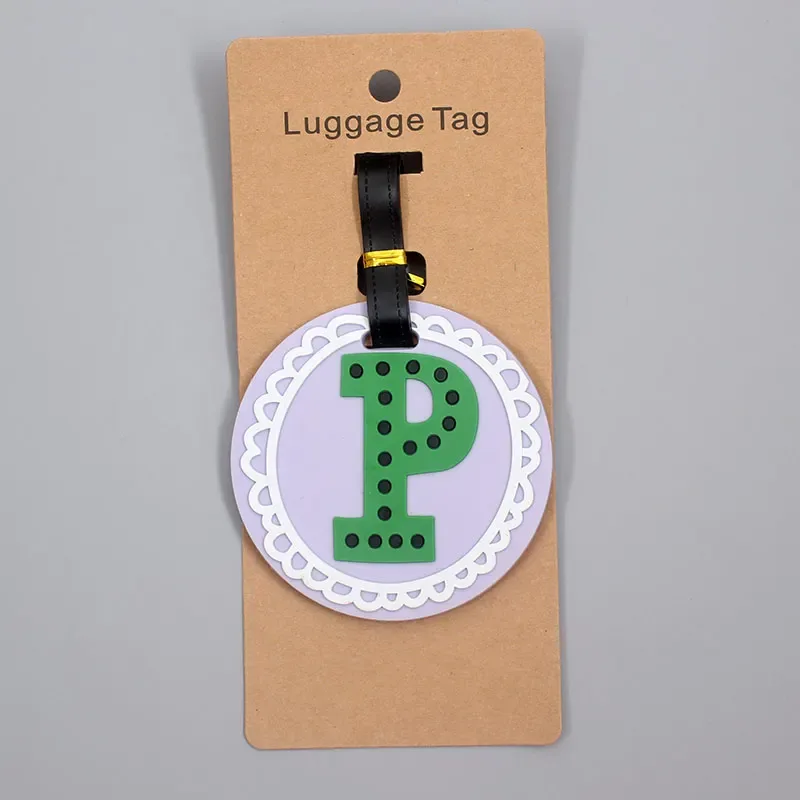 étiquette d'accessoires de voyage pour bagages, 26 lettres mignonnes, en gel de silice, support d'identification pour valise, étiquette d'embarquement pour bagages, portable, nouveauté