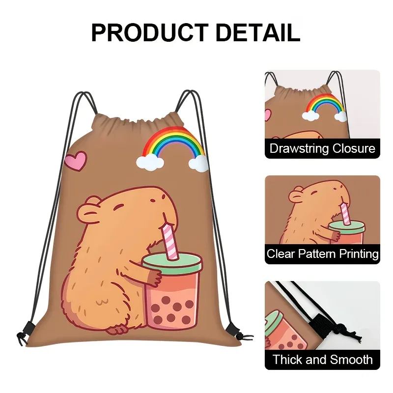 sac à dos à cordon de serrage capybara mignon pour fille, sac à dos décontracté pour les voyages quotidiens, cadeau d'anniversaire, 1 pièce