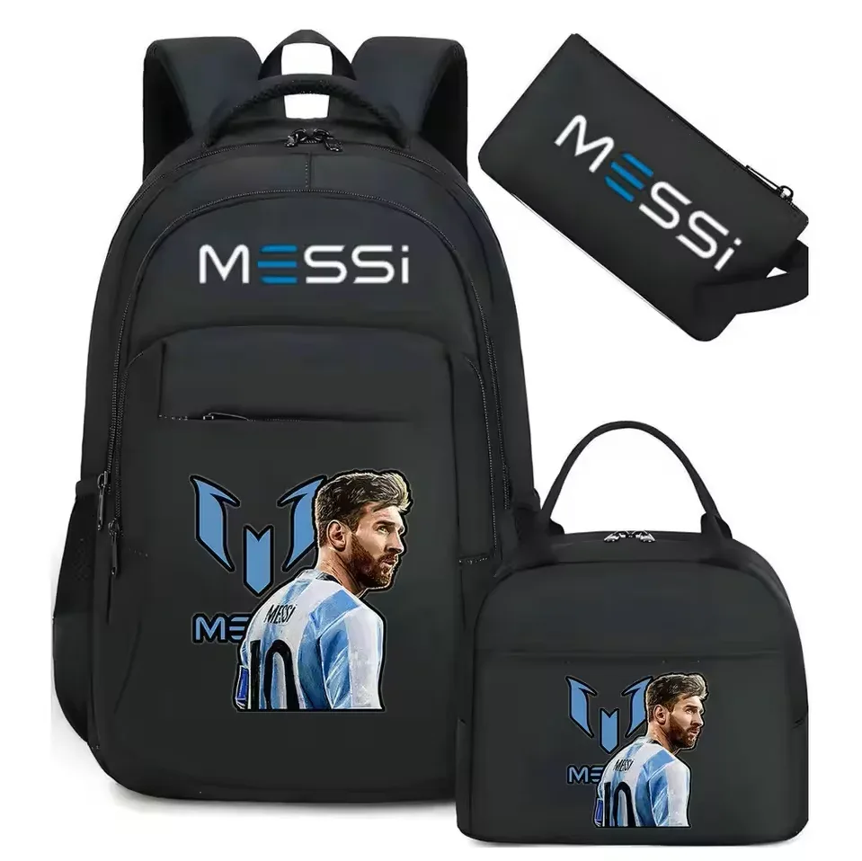 sac à dos de football messi, camouflage, pour étudiants, sac d'école pour ordinateur portable, sac à dos de grande capacité, pour femmes et hommes, loisirs, voyage, mochila 3 pièces