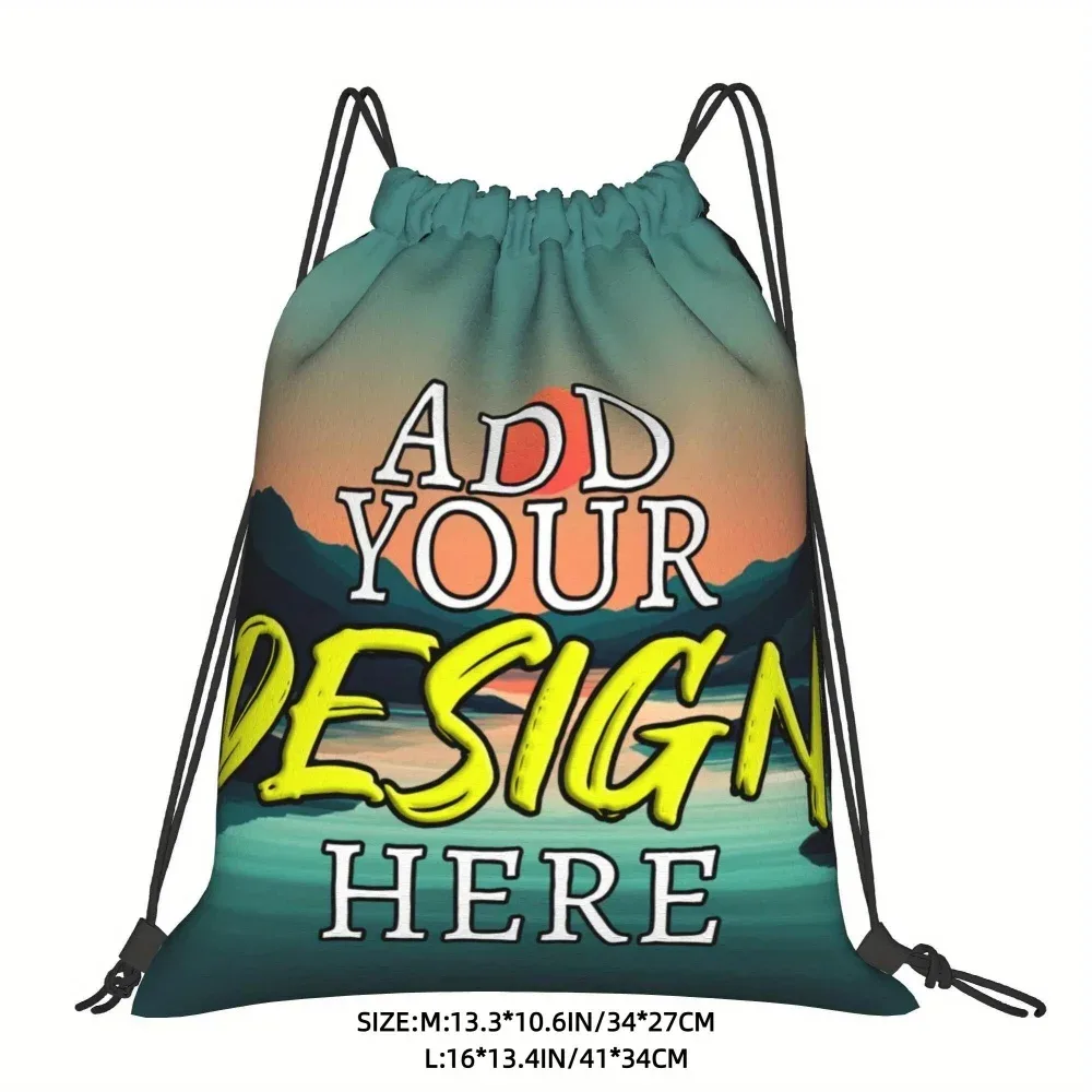 1 sac à dos personnalisé avec cordon de serrage et photo | polyester, lavable en machine, avec poche utilitaire et fermeture, pour la randonnée, la salle de sport et les voyages