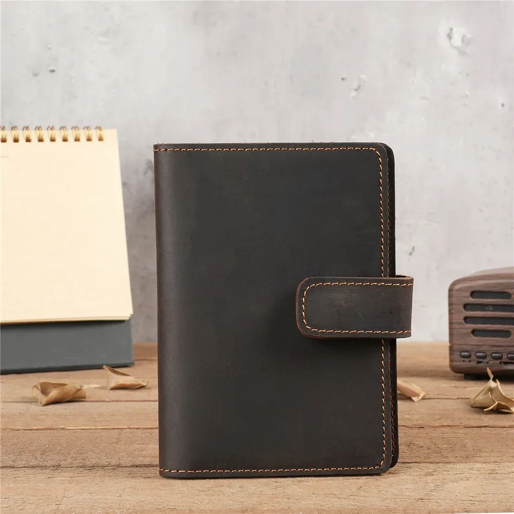 1140 sac de passeport en cuir véritable crazy horse pour hommes avec clip rétro et clip de passeport de voyage en peau de vache superposée