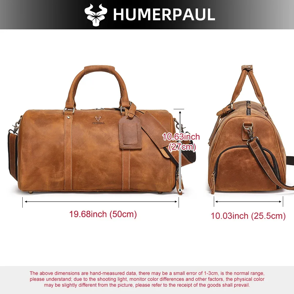 sac de sport en cuir crazy horse pour hommes, sac de voyage de grande capacité pour ordinateur portable et chaussures de 15 pouces, fourre-tout durable pour les affaires