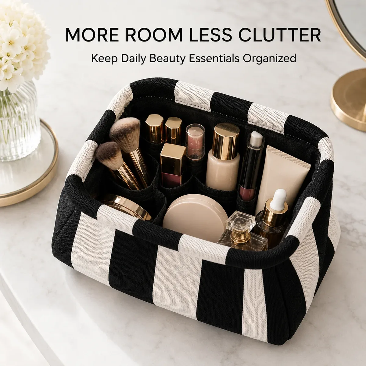 pochette de rangement pour maquillage, sac à cosmétiques géométrique rayé, sac de toilette léger et portable pour voyage, sac à main pour femmes, sacs organisateurs