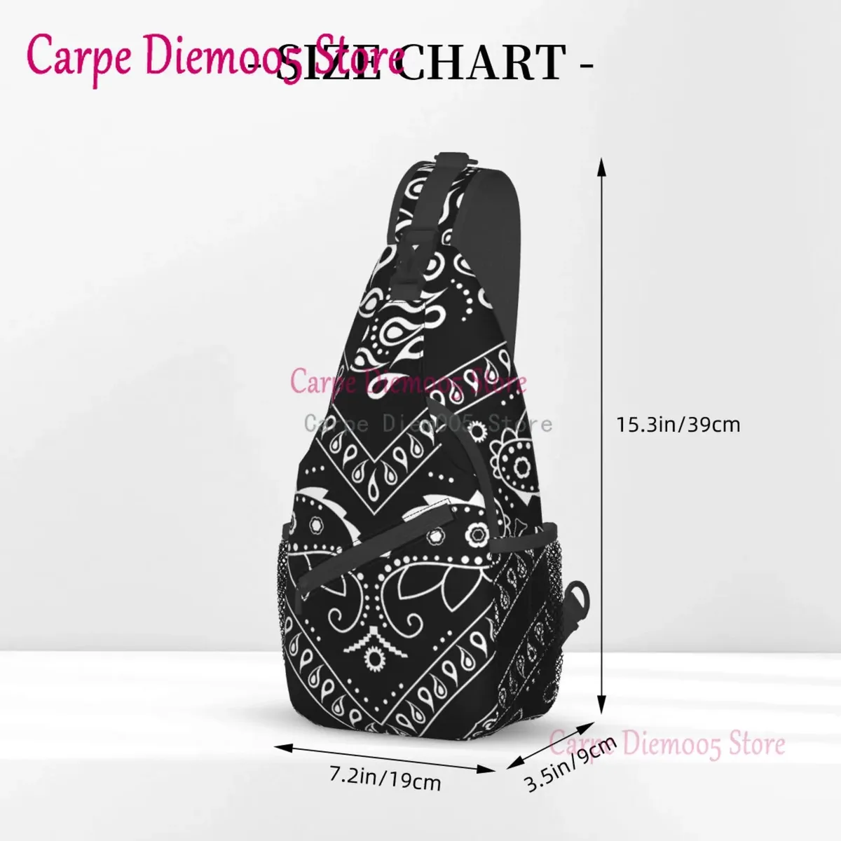 sac à dos bandana paisley chicano noir et blanc pour hommes, sac à bandoulière pour la randonnée