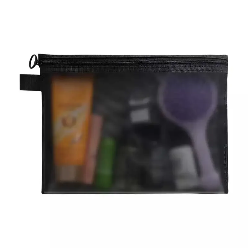 sac à cosmétiques transparent en maille, pochette de rangement de voyage portable pour articles de toilette, organisateur de maquillage léger et respirant pour usage quotidien en extérieur