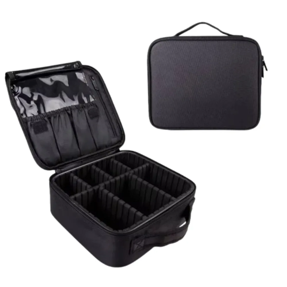sac de rangement pour maquillage tendance, en tissu oxford, boîte de rangement portable pour cosmétiques, grande capacité avec séparateurs, trousse de maquillage pour femmes