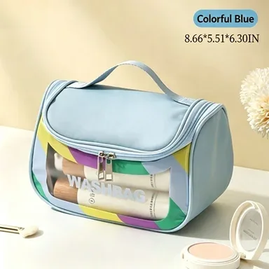 sac cosmétique transparent de grande capacité, extensible en trois dimensions, imperméable, sac de rangement pour cosmétiques en pvc portable pour les voyages