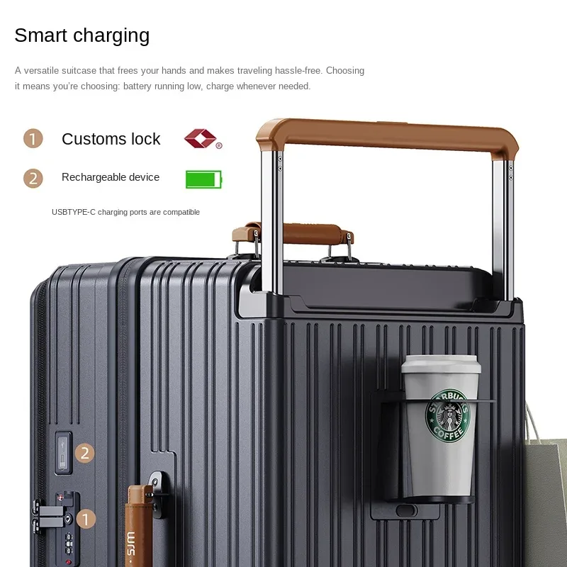 nouvelle valise de voyage grande capacité 28/30 pouces, ouverture frontale, poignée large, compartiment profond, valise de voyage 20 pouces