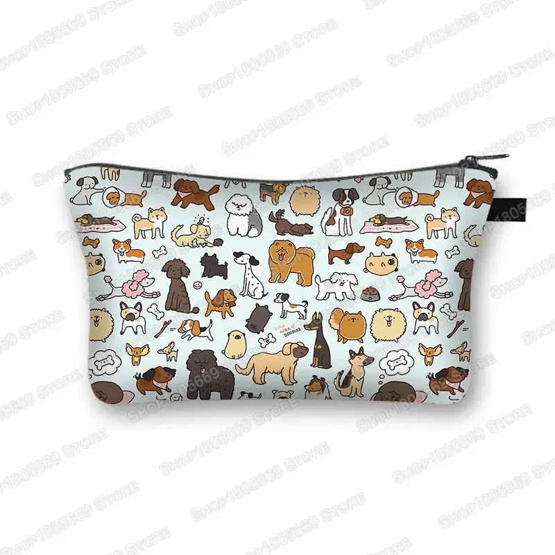 kawaii dessin animé chat chien trousse à cosmétiques mignon chaton chiot sacs de maquillage femmes sacs de toilette pochette rouge à lèvres pochette fille sac à cosmétiques