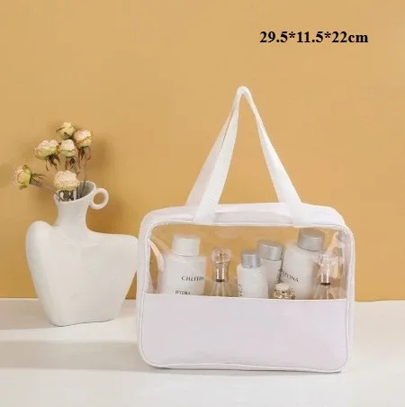 sac de toilette de voyage portable pour femme, transparent, multifonction, grande capacité, sacs de bain et de toilette, étui de rangement étanche en pu