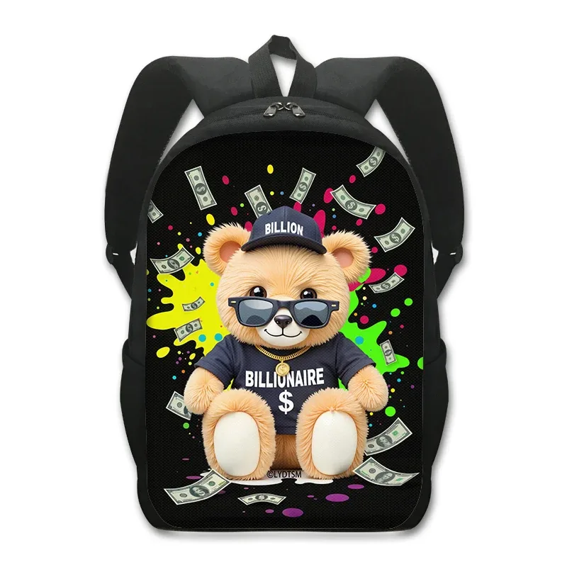 sac à dos kawaii graffiti bear pour hommes et femmes, sac à dos décontracté pour étudiants, sacs d'école pour adolescents, sac à dos de voyage hip hop, cartable