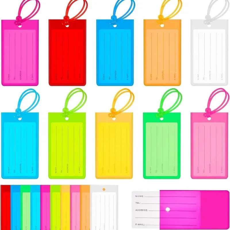 Étiquettes de bagage en PVC, 1 pièce, pour embarquement, accessoire de voyage, valise pour femmes et hommes, identification, adresse, porte-nom, étiquette de sac