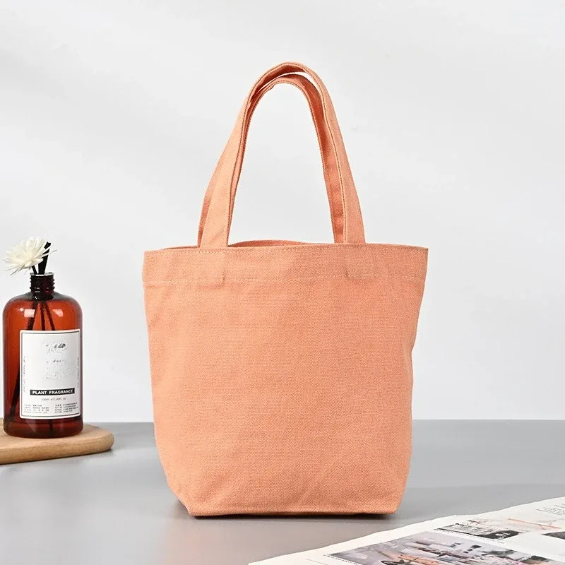 sac fourre-tout en toile avec logo personnalisé, sacs de shopping de couleur unie, sacs à main tendance de petite taille pour le shopping quotidien, sac à main pliable décontracté