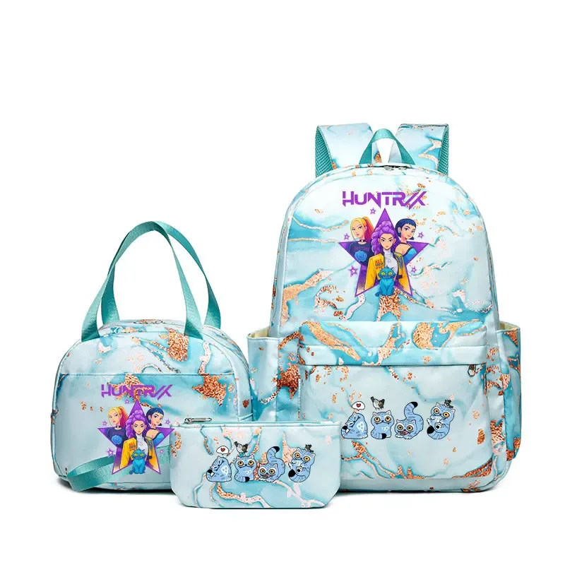 sacs à dos kpop demon hunters avec sacs à déjeuner, sacs d'école légers pour étudiants et adolescents, sac de voyage décontracté pour femmes, 3 pièces/ensembles
