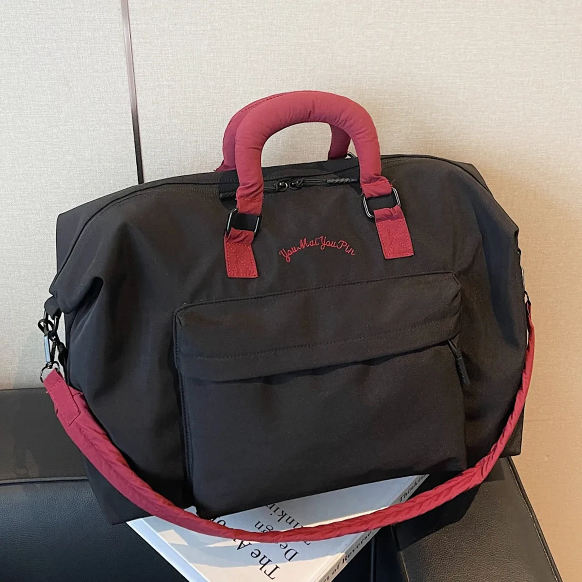 sac de voyage portable pliable pour hommes, sac à bagages léger de grande capacité pour courtes distances, boîtier de chariot de voyage fitness avec sac supplémentaire pour le camping et le shopping