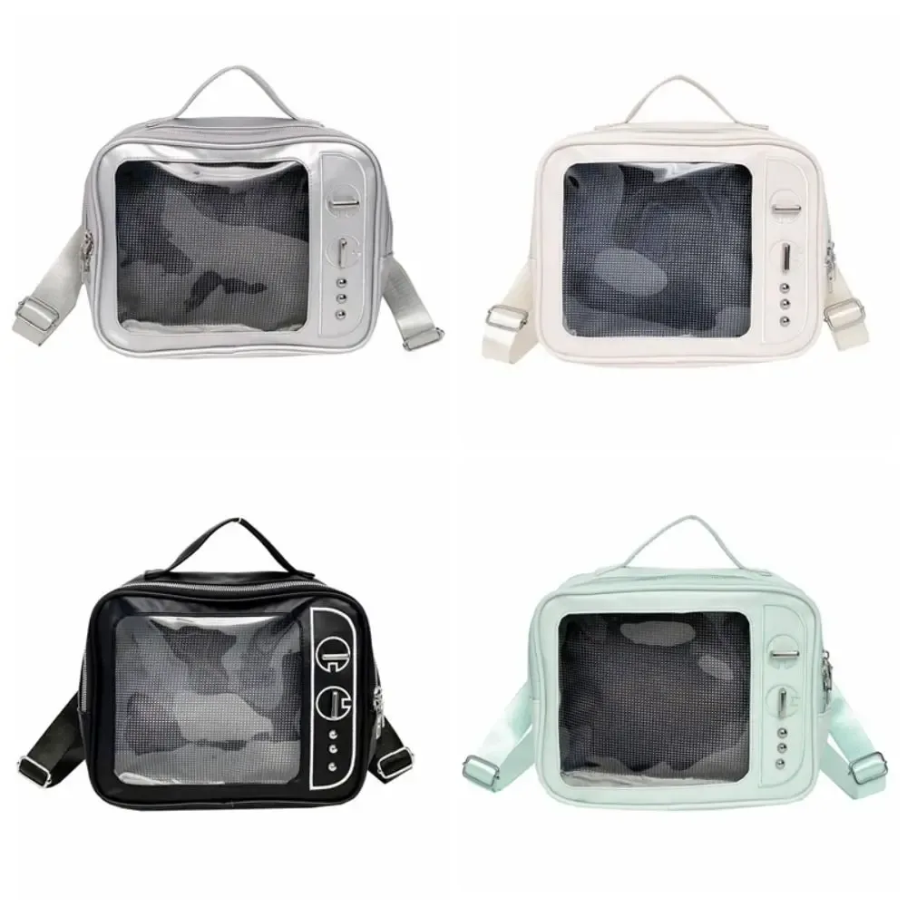 sac à dos tendance en pu pour fans de tv, style ulzzang, léger, avec compartiment transparent, sac ita, sac bandoulière, sac à épaule, pour le quotidien