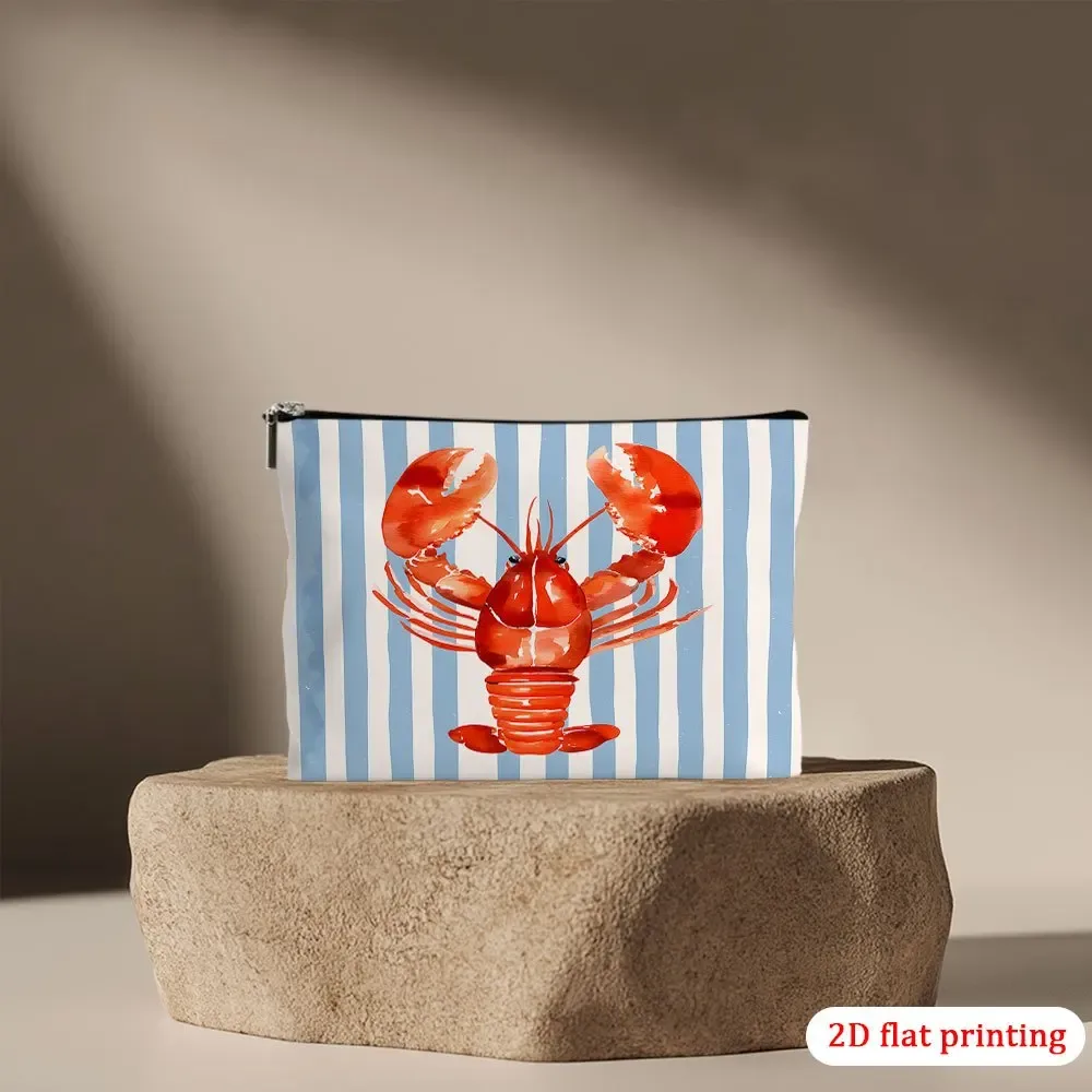 trousse de maquillage à rayures de homard, idéale pour les voyages et le rangement des cosmétiques et articles de toilette pour adolescentes et femmes, cadeaux de voyage