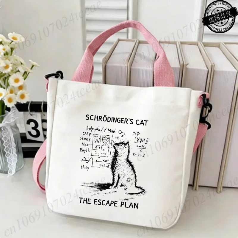 sac fourre-tout amusant à imprimé physique de chat pour femme, sac à bandoulière décontracté, sac à main vintage en toile, sacs à bandoulière tendance pour le quotidien et le shopping