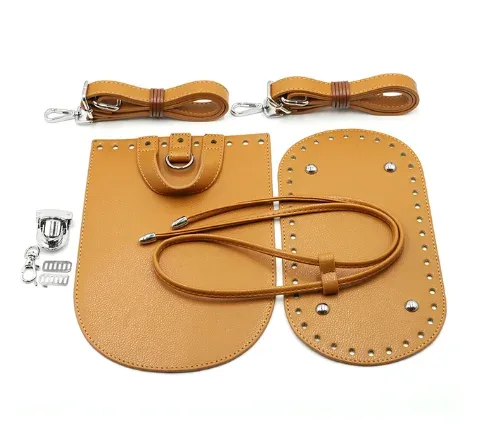 1 ensemble de sacs à main faits à la main en cuir pu avec fond de sac, accessoires de quincaillerie et bandoulière pour sac à main, pour sac à dos diy pour femme