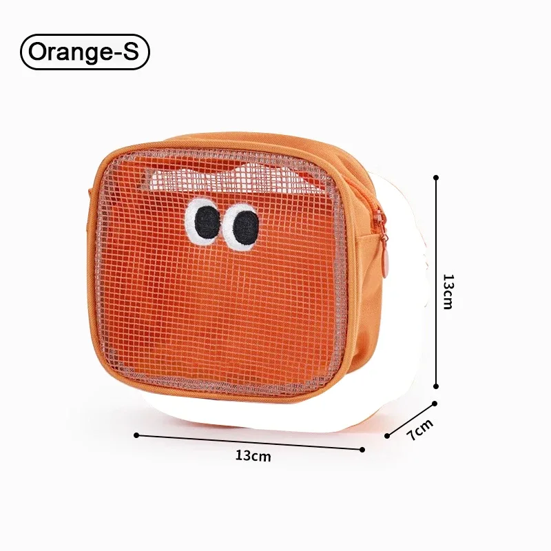 sac à cosmétiques de maquillage en maille, pochette de voyage à fermeture éclair, étui de maquillage pour grands yeux pour les bureaux à domicile, accessoires de voyage, sac de rangement organisateur