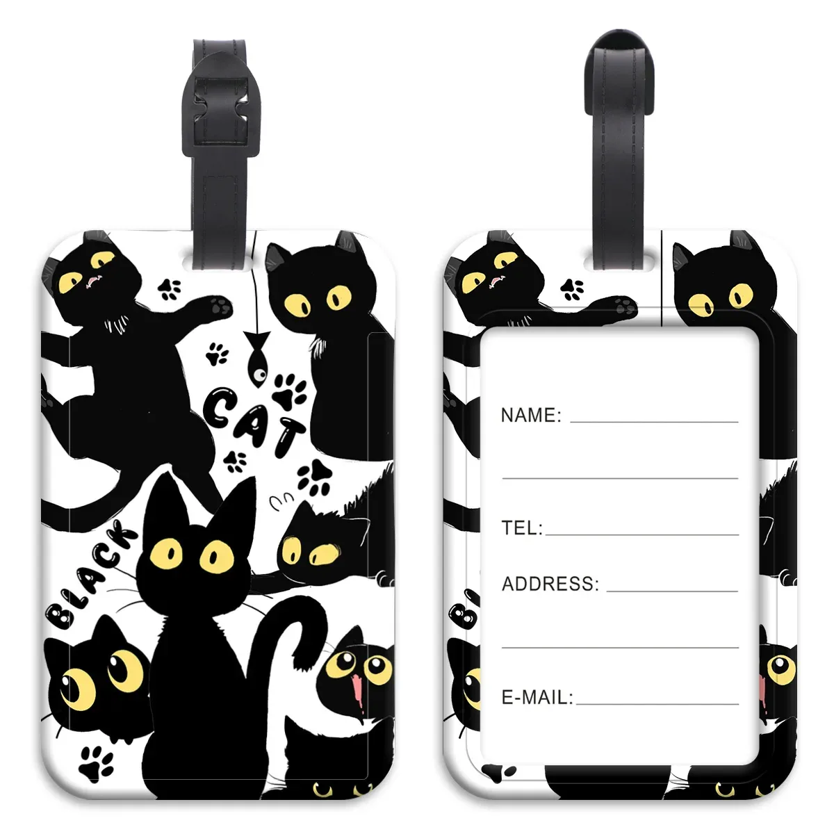 étiquette de bagage en plastique chats mignons, valise dinosaure, sac à dos, liste anti-perte, porte-carte d'identité, accessoires de bagages à la mode, cadeaux