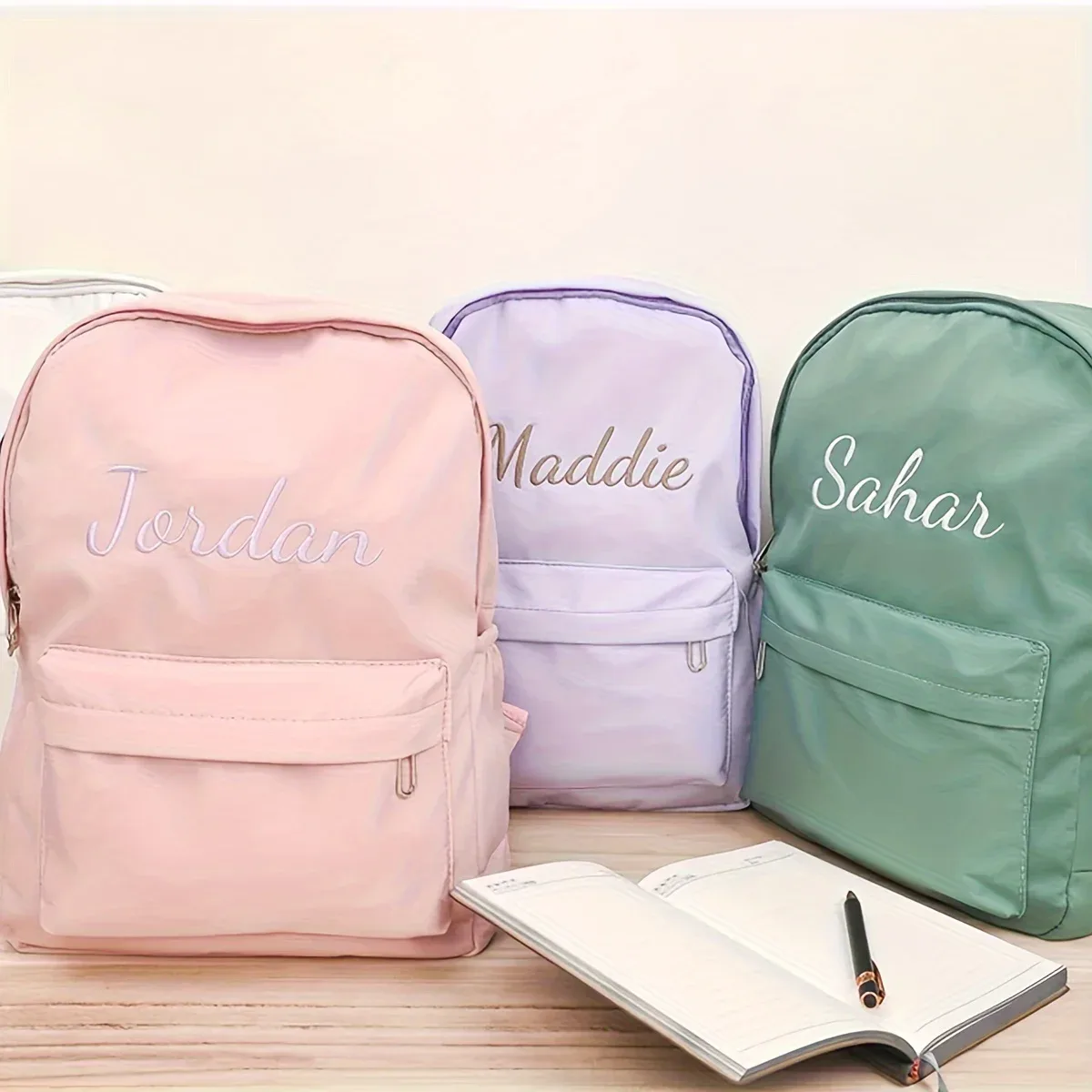 Sac à dos avec nom personnalisé, Simple, léger, de haute qualité, pour la saison scolaire, cadeau de voyage, cartable en Nylon