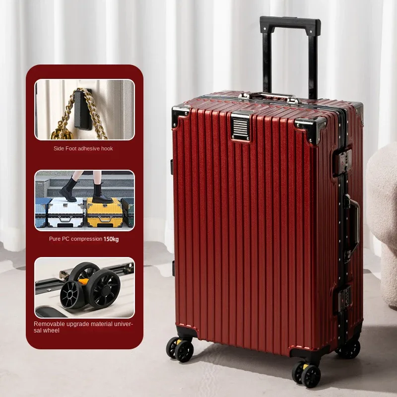 valise cadre en aluminium 20 pouces boîtier de chariot de transport roues universelles amovibles 22-30 pouces valises de voyage de grande capacité