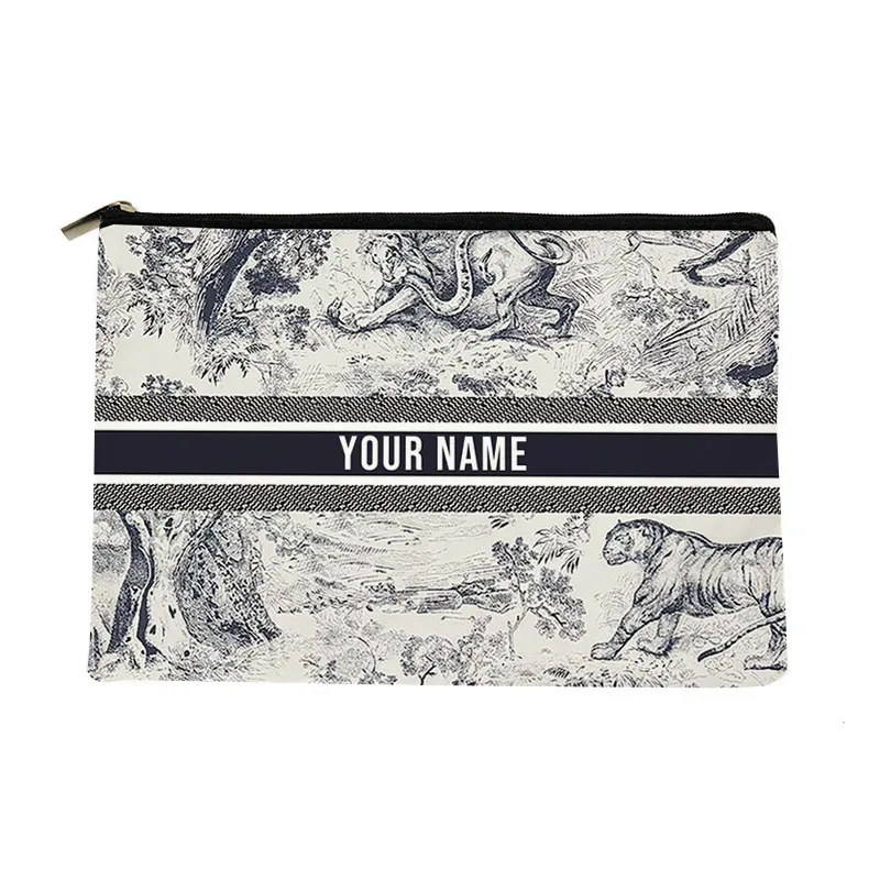 sac de maquillage avec nom personnalisé, cadeau de demoiselle d'honneur, organisateur de cosmétiques de voyage, sac latéral en toile pour dames, trousse à crayons, porte-monnaie de rangement 25