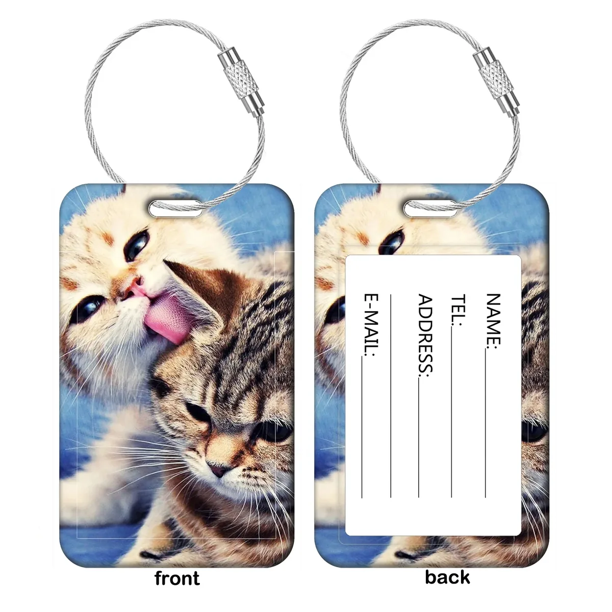 étiquettes de bagage chat mignon, porte-adresses et noms pour valises, étiquettes de bagage chaton, accessoires de voyage pour valises