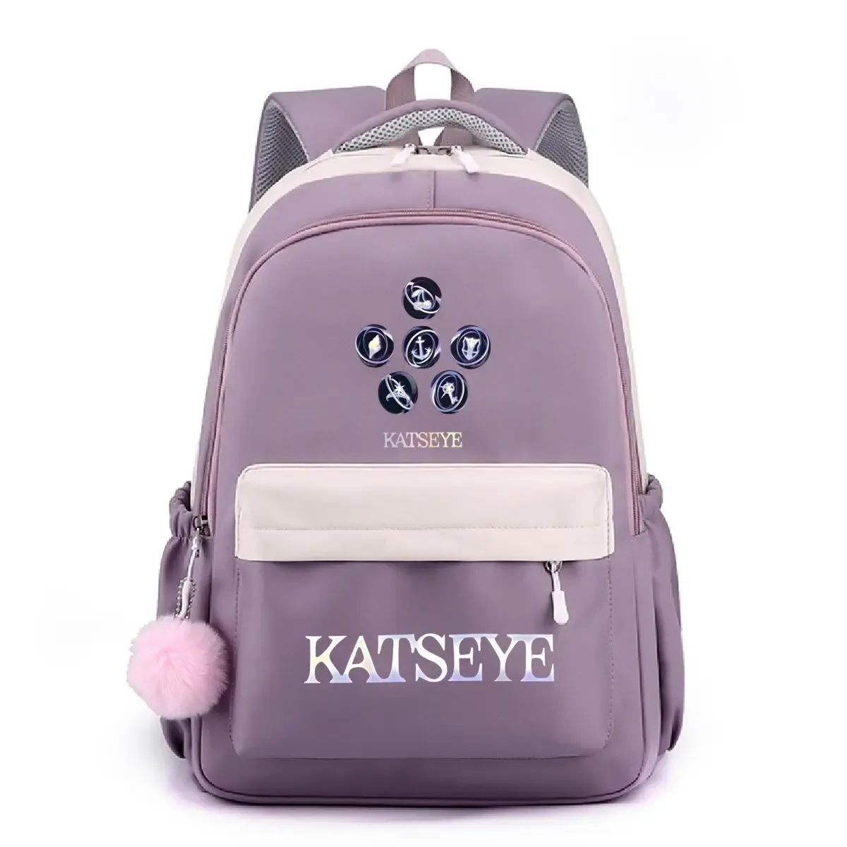 sac d'école à grande capacité avec imprimé œil de chat, sac pour ordinateur portable pour étudiants, sac à dos unisexe pour voyages en plein air, sac à dos tendance pour adolescents et filles