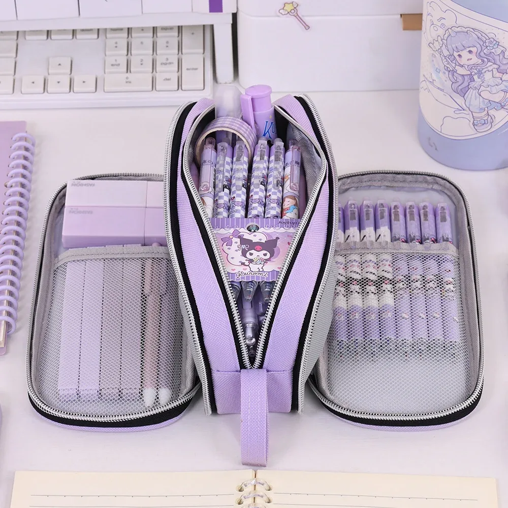 trousse scolaire grande capacité avec porte-stylos, sac à crayons, rangement de papeterie pour étudiants, sac de rangement créatif pour maquillage