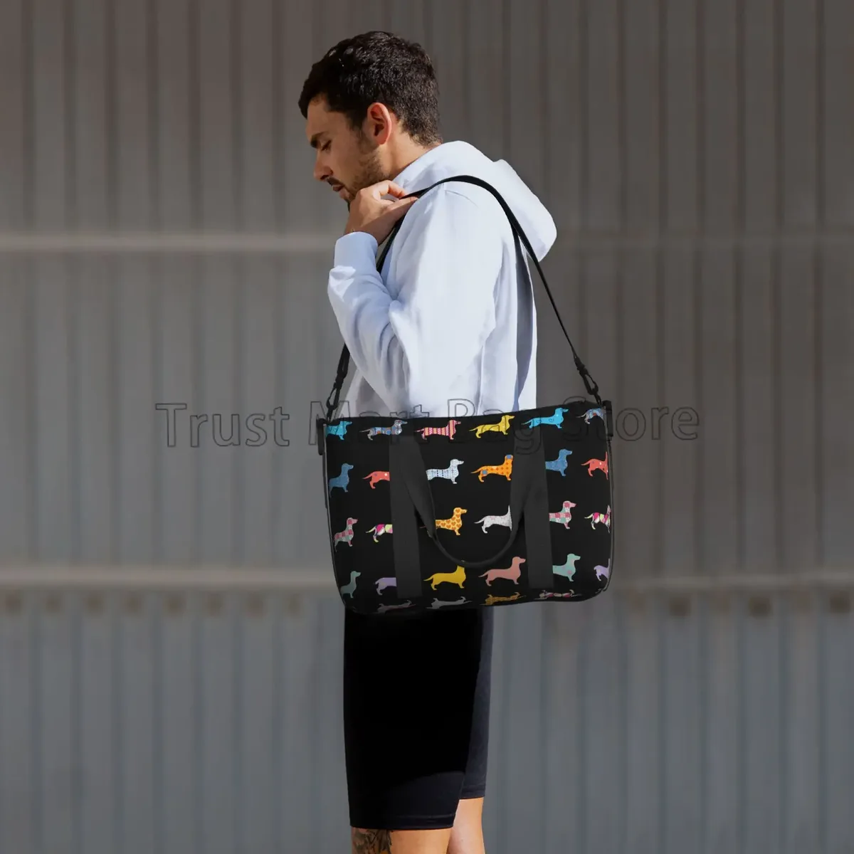 sac de sport personnalisé durable unisexe, sacs de voyage mignons, grands sacs d'entraînement, sac de week-end, sac de nuit, salle de sport, chiens teckel
