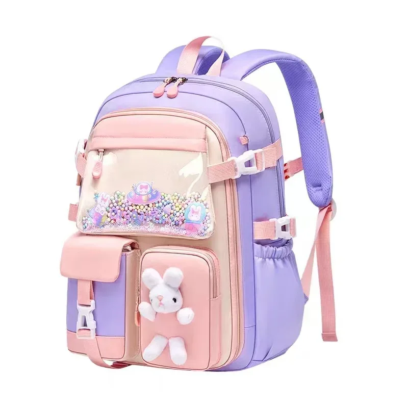 Sac à dos adorable en forme de lapin pour adolescentes, cartable mignon de dessin animé pour filles de l'école primaire, sac à dos de voyage en 2 tailles pour les élèves de la 1ère à la 9ème année